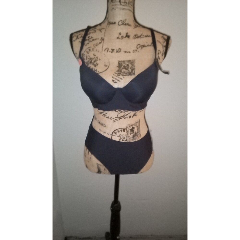 Youmita 40D Peacoat seamless Push Up Bra and XL Seamless Panty NWT